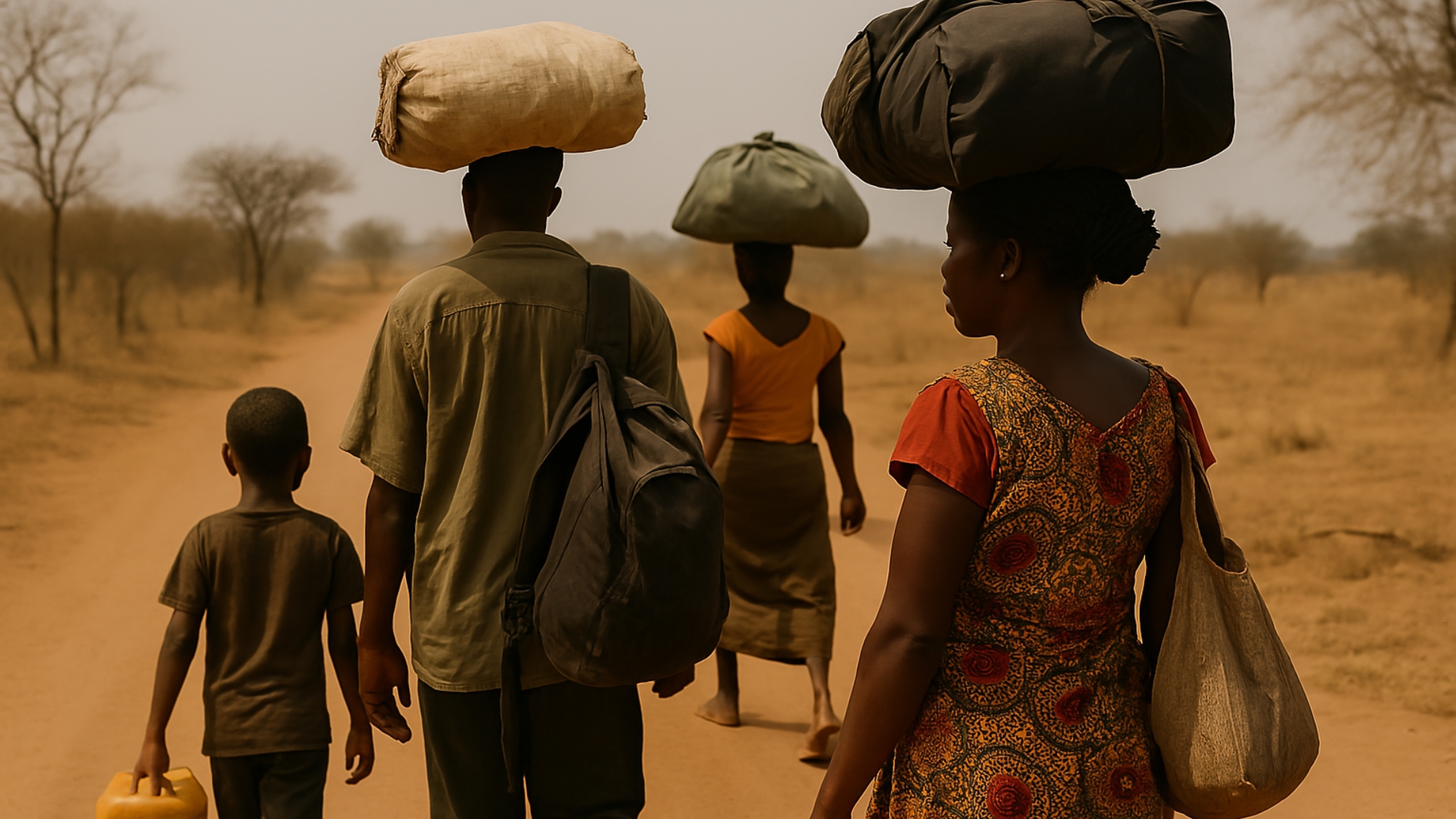 Persona mirando al horizonte en una aldea