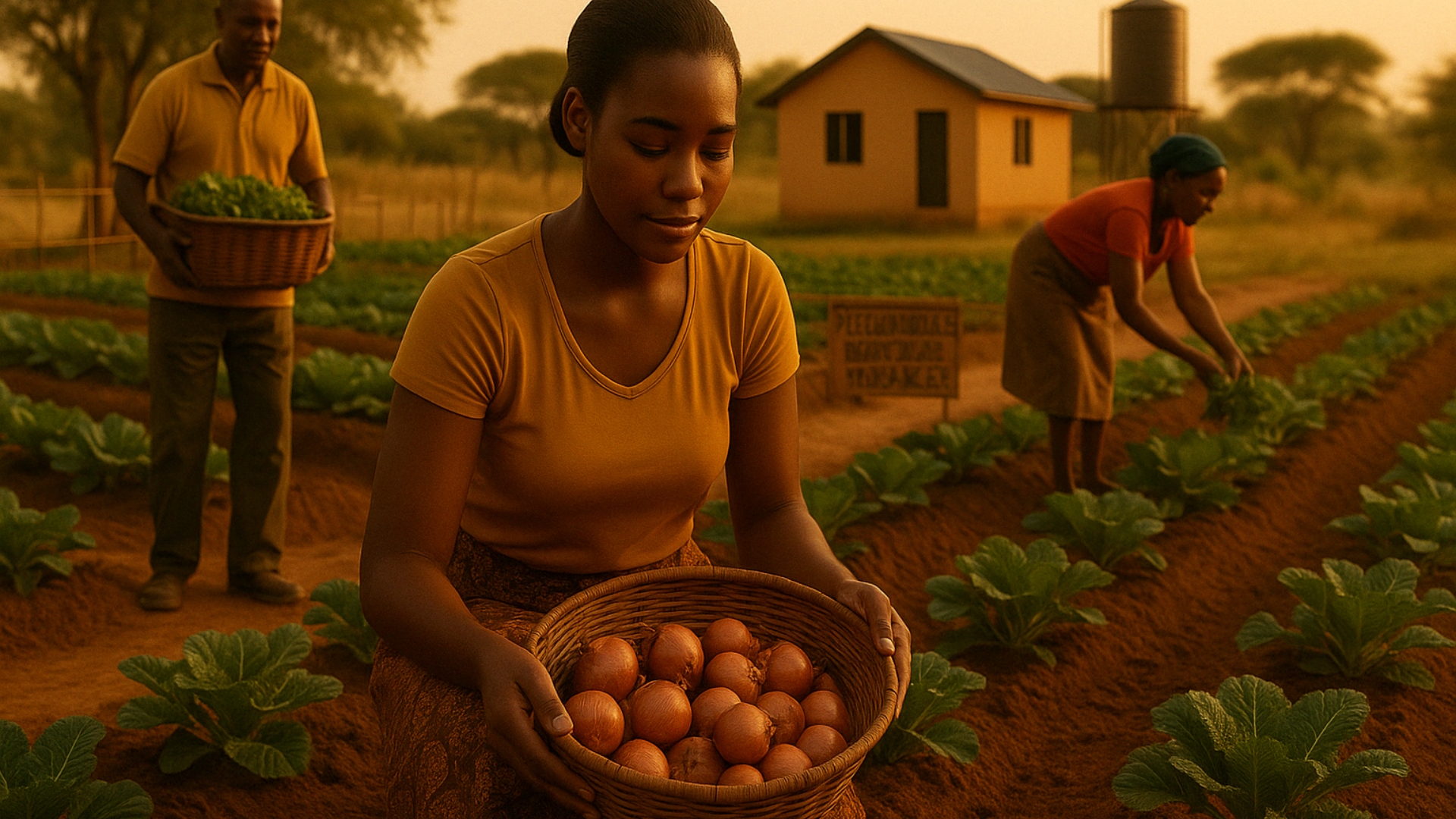 Grupo de personas trabajando en huerto comunitario